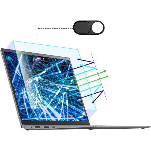 【Pacote com 2】Protetor de tela anti-luz azul de 16 polegadas com capa de metal para webcam compatível
