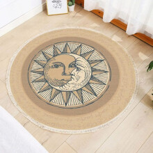 Round rug with tassel weaving pattern Tassel floor rug, cotton woven rug non-slip washable floor mat, 70 cm