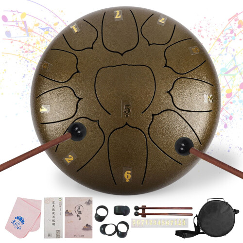 Tambor de chuva de aço de 10 polegadas e 11 notas para uso externo, ideal para crianças. Também compatível com decoração de jardim, como o
