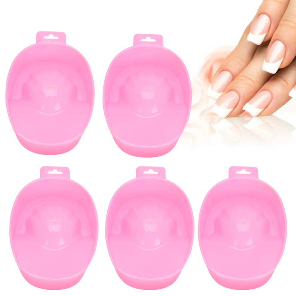 5 Pcs Nail Soaking Bowl Set with Ergonomic Finger Grooves, Easy Clean Plastic Manicure Tray for Salon and Home Use