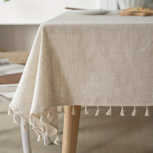 Nappe AUMIY1pc à franges bohèmes éclatantes - Mélange de lin de qualité supérieure - Rectangulaire, style simple, idéale pour les