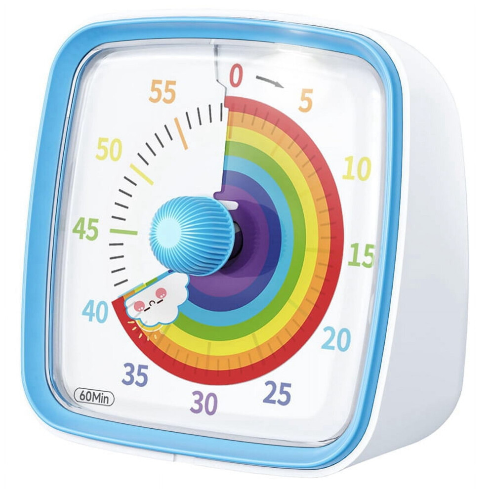 60-Minute Visual With Night Countdown ,Pomodoro With Rainbow Pattern For Kids And Adults Light/Blue