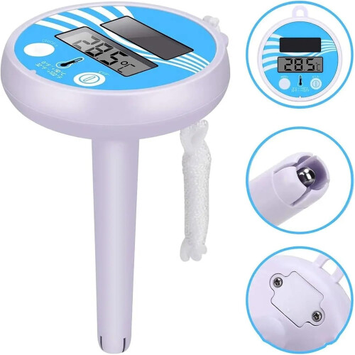 Solar Powered Floating Pool Thermometer with Waterproof Design and Large Digital Display Blue 1
