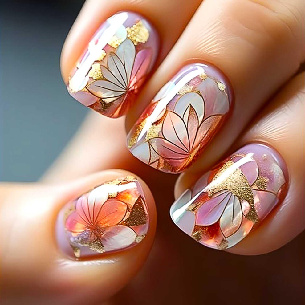 Cat Eye Coffin Press On Nails Short Square Glitter Fake Nails with Reusable Jelly Glue 24PCS