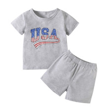 OAVQHLG3B Peuter/baby 4 juli outfit jongen/meisje oversized romper/shirt + short retro Amerikaanse vlag bijpassende kleding