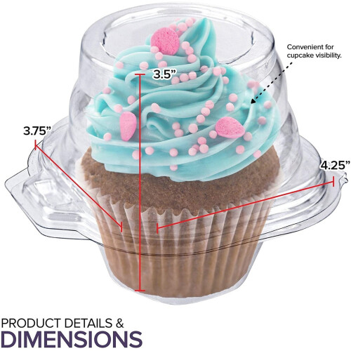 Δοχεία για cupcakes Tdoenbutw Clearance (25 τεμάχια) | Διαφανή πλαστικά κουτιά με καπάκια Dome | 2