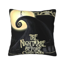 Housses de coussin carrées en velours noir L'Étrange Noël de Monsieur Jack, compatibles avec la décoration du salon, du canapé et de la chambre