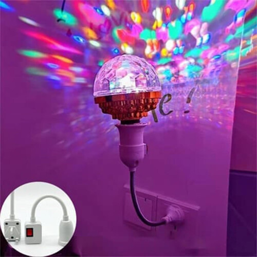 Bola de discoteca giratória e colorida, lâmpada mágica com tomada, compatível com decoração de Natal (1 conjunto) 2