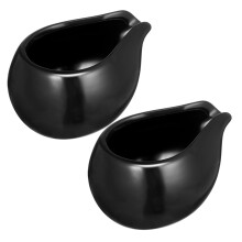 Ceramic Milk Jug Set with Easy Pour Spout for Coffee and Tea, Black 2pcs Creamer Pitcher