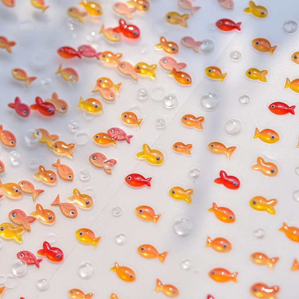5D Goldfish Nail Art Stickers SelfAdhesive Koi Fish Decals for Summer Bubble Nail Designs