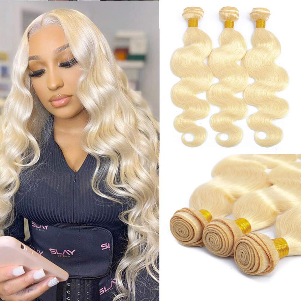 Unisex 613 Blonde Human Hair Bundles Brazilian Body Wave 3Pcs 9A Virgin Remy Extensions 26 28 30 Inch