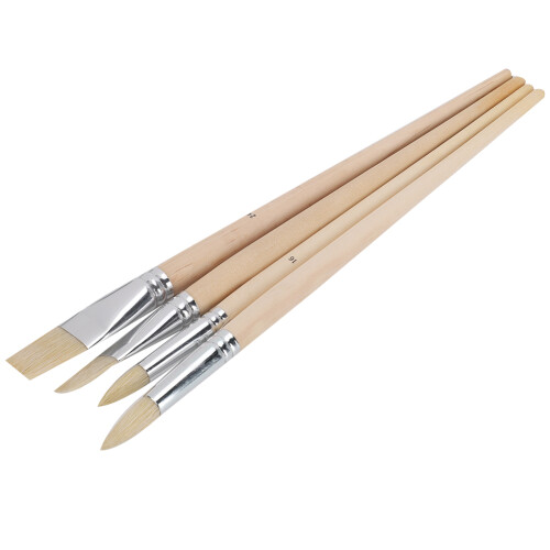 Κιτ πινέλων καλλιτεχνών, μακριές ξύλινες λαβές με άκαμπτες και ελαστικές τρίχες 1