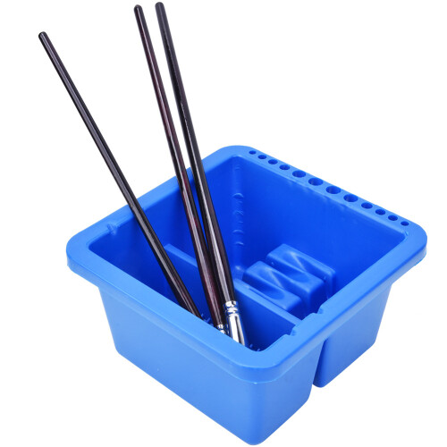 Brush Cleaner With Pen Hole Design Multi Function Brush Washer Divided Compartments Sturdy Drop Resistant Plastic Storage Containers For Artists 2