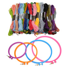 Starter Kit For Embroidery Lovers With Adjustable Size Hoops And Cross Stitch Tools In Durable Plastic Including Multicolor Threads And Sewing Pins