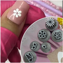 Silver Nail Art Stamp Pen Set 6PC, Quick Pattern Stamping with Six Interchangeable Designs