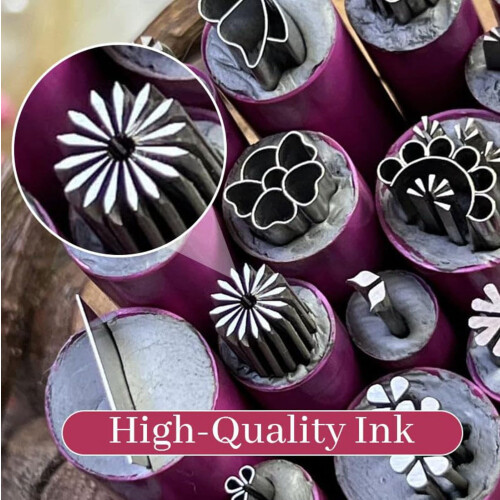 Nail Art Stamp Pen Set with 6 Pattern Tips, DIY Flower Stamping and Dotting Tools Silver 2