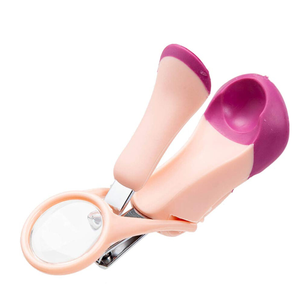 Nail Clippers with Magnifying Glass for Seniors and Babies, Ergonomic Easy Grip Stainless, Pink