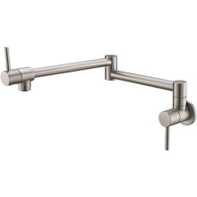 Stylish Wall Mount Pot Filler, Kitchen Faucet with Foldable Spout, Ceramic Valve, ABS Aerator, Double Joint Swing Arm, Lead-Free Brass, Bearing Joint