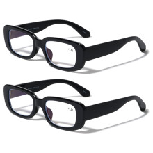 2 paires de lunettes de lecture rectangulaires pour femmes, anti-lumière bleue, style rétro, verres transparents +0,00