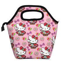 Lancheira Hello Kitty, em poliéster macio, portátil, térmica, com zíper, dobrável e reutilizável, estilo bento, unissex.