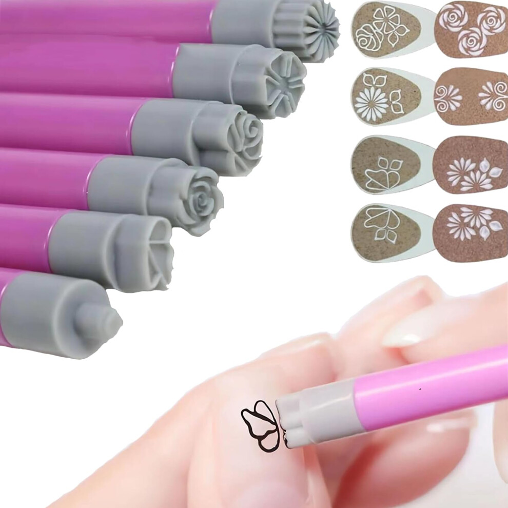 Nail Art Pen Set 6pcs with Dotting Tools, Precision MultiTip Stamp Pens for Detailed Designs