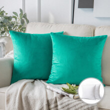 Phantoscope Zachte Zijdezachte Fluweel Serie Vierkante Decoratieve Sierkussen voor Bank, 51 x 51 cm, Turquoise, 2 stuks