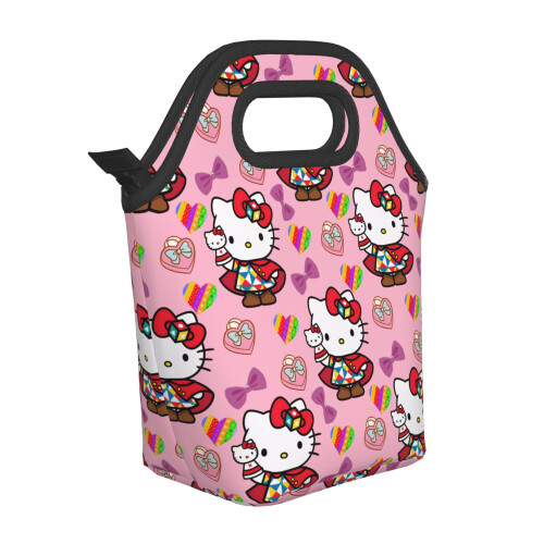 Τσάντα φαγητού Hello Kitty από μαλακό πολυεστέρα, φορητή τσάντα Bento με φερμουάρ, 1