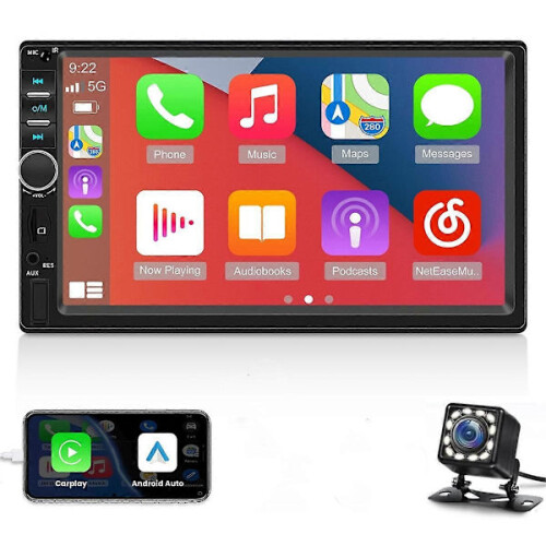 Dubbele DIN-autoradio met CarPlay en Android Auto. 2