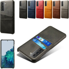 Compatible with Samsung S21 Plus case cover protection leather card visa mastercard - Gray S21+