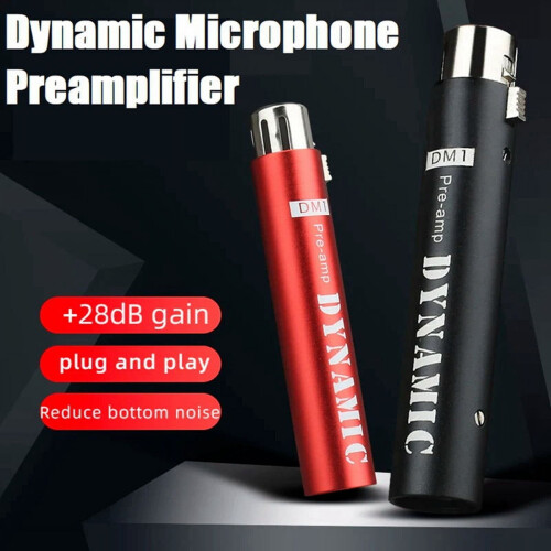 Replace for DM1 Dynamic Microphone Preamplifier 28DB Gain Amplifier for Dynamic and Passive Ribbon Microphones,Red 1