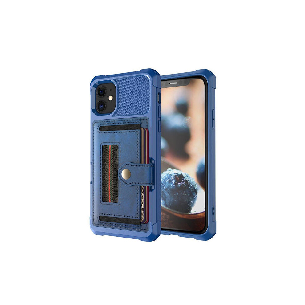 Compatible With Iphone 12 - Stylish Case With Card Holder Blue 9164030567832