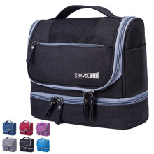 Herren-Kulturbeutel zum Aufhängen, Oxford-Reiseorganizer, Kosmetiktasche für Damen, Schwarz