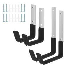 Wekvgz4pcs Garage Utility Hooks Set, Wall Mounted Storage Hanger with Screws, Steel L-Shape, Max 50lbs, Antislip voor fietsen, ladders en gereedschap