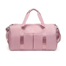 Sac de sport unisexe - Imperméable avec compartiment à chaussures, compartiment étanche et bandoulière - Sac de voyage, rose, taille L