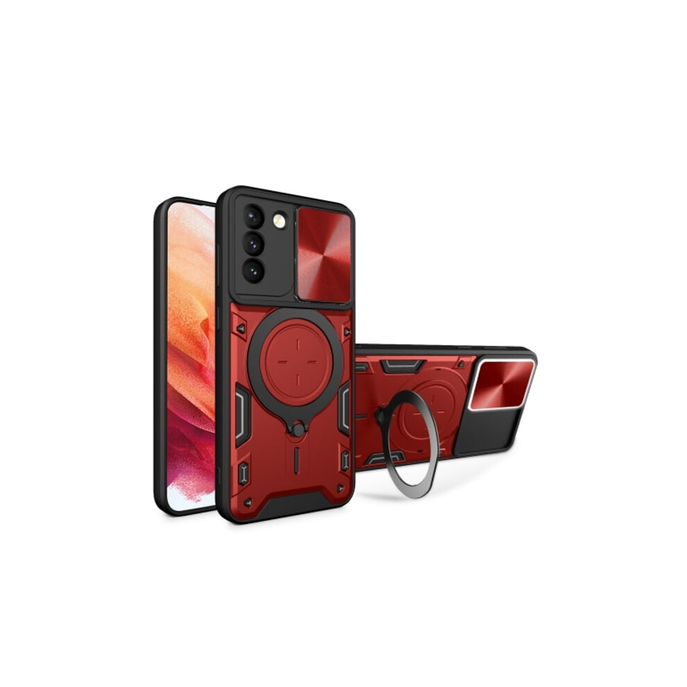 Compatible With Samsung Galaxy S21+ 5G Case With Cd Texture, Sliding Camshield And Magnetic Holder Red 9164030687783