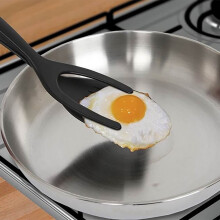 2-i-1 äggflipper spateltång, grepp och vändning för pannkaka, fisk, fattiga riddare, omelett - köksredskap