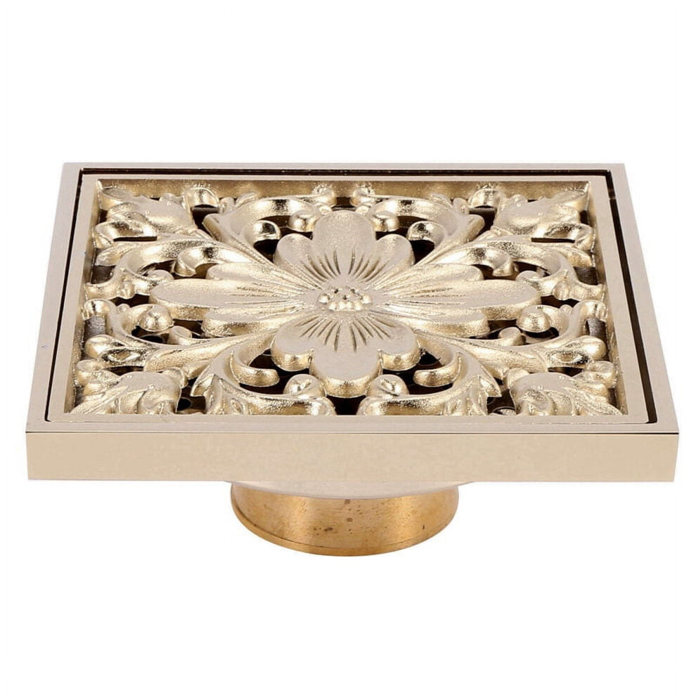 Gold Square Floor Drain Shower Ground Drainer With Strainer Filter Drainage Clean For Bathroom Washroom 9496895887160