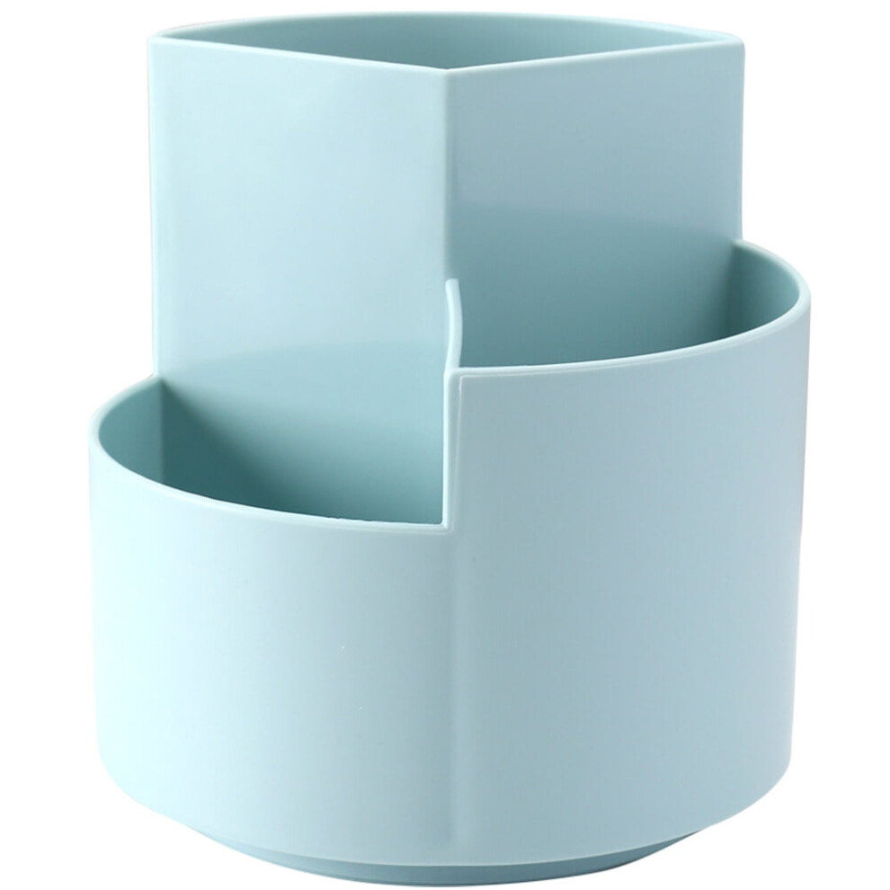 Plastic Pen Pot 3-compartment Pencil Holder Rotating Base Makeup Brush Container