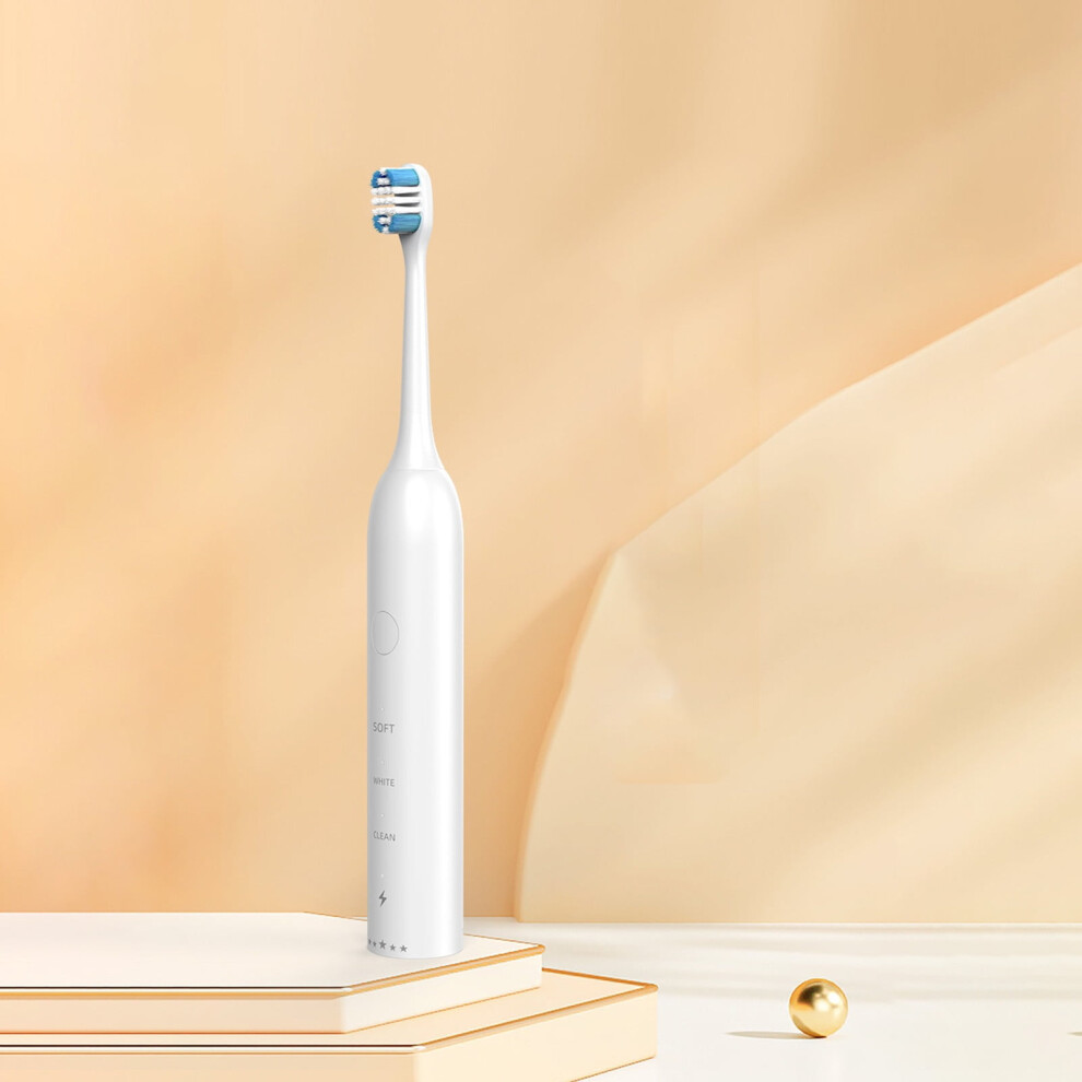 Rechargeable Electric Toothbrush for Adults, USB Charging, 2 Brush Heads, 4 Smart Modes, Timer, IPX7 Water-Resistant