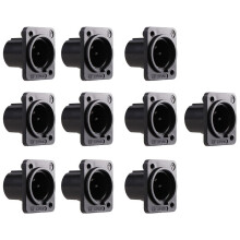 Conector XLR macho reto para montagem em painel, 10 peças