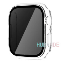 Glasfodral kompatibel med Apple Watch 46 mm, 44 mm, 40 mm, 41 mm, 45 mm, 49 mm, 42 mm, skärmskydd för iWatch-serien Ultra9 8 7 6SE5 10, transparent