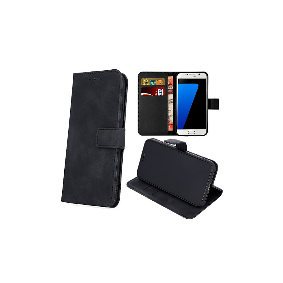 Compatible With Samsung Galaxy A22 5G - Book Case Cover Mobile Wallet - Black 9164030828551