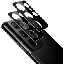 [2-pack] kompatibelt med Samsung S21 Ultra härdat glaslinsskydd - svart