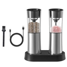 Conjunto de moedor elétrico de sal e pimenta com carregamento USB, conjunto de moedor de pimenta elétrico automático por indução.