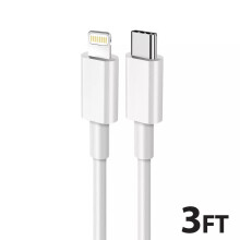 Cabo USB-C para Lightning SGElectronix3FT, cabo carregador Tipo C para Lightning compatível com carregamento rápido para iPhone, branco.