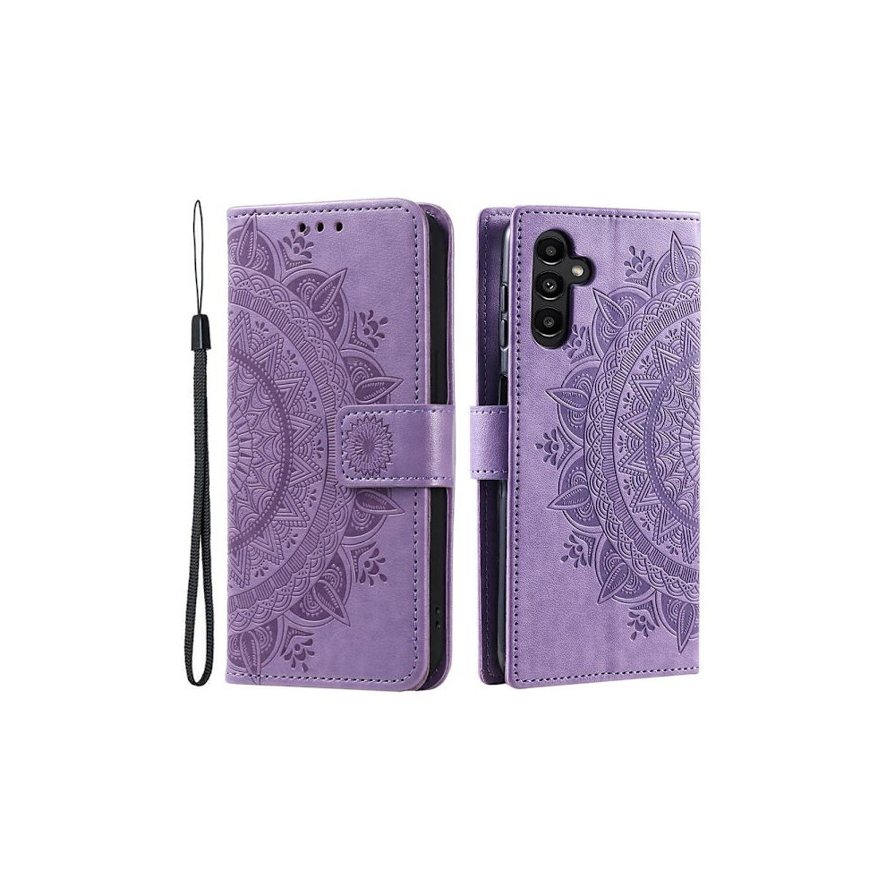 Skalo Compatible With Samsung A55 5G Mandala Wallet Case - Purple 9164030989351