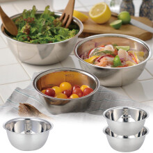 Lot de 3 bols mélangeurs en métal SDJMa, en acier inoxydable épais avec graduation, compatibles avec une utilisation en cuisine pour la