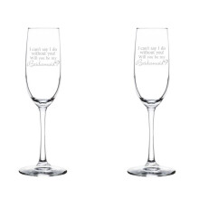 Set aus 2 Champagnerflöten/Sektgläsern „Ich kann nicht Ja sagen ohne dich“ „Willst du meine Brautjungfer sein?“ (8oz Stielgläser)
