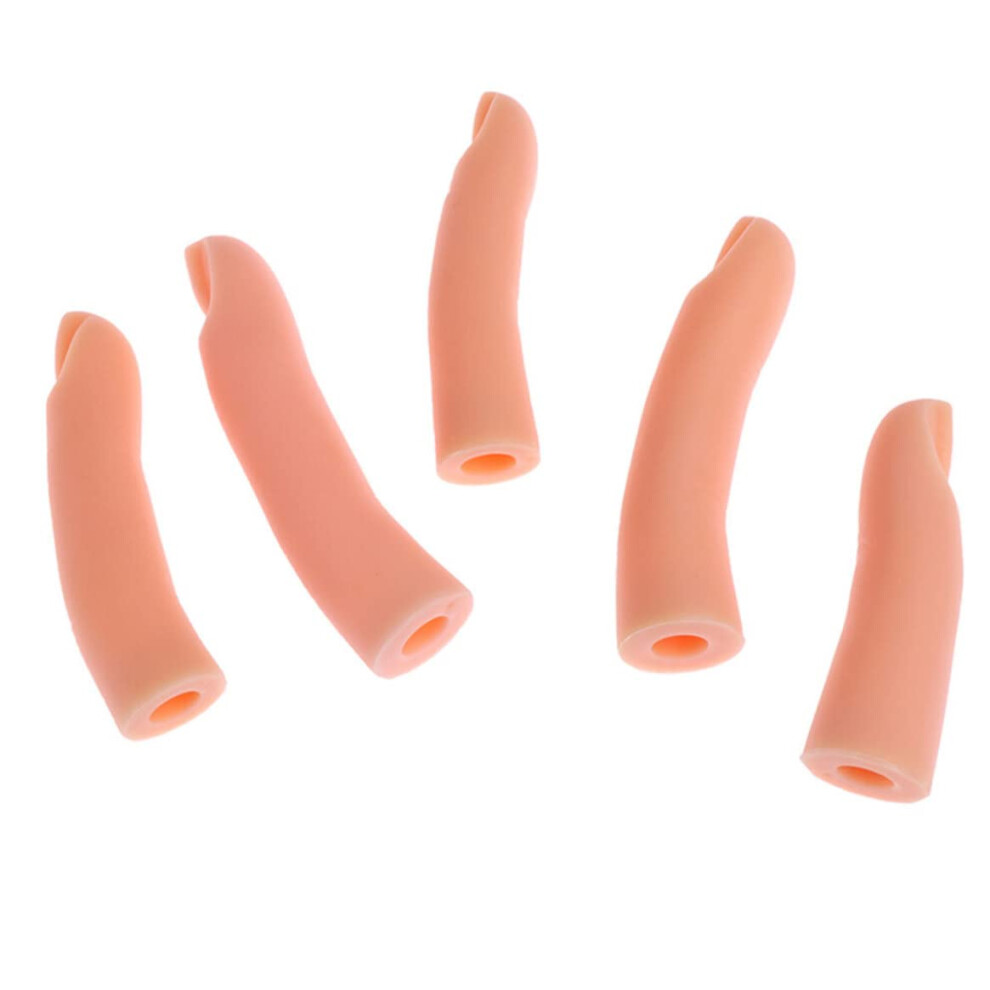 Nail Practice Fingers with Realistic Surface, Reusable Silicone Training Set for Acrylic Gel, 5PCS