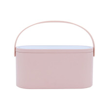 Boîte à cosmétiques portable avec miroir, éclairage LED et poignée